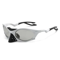 Lunettes de soleil de sport polarisées futuristes avec monture argentée et style Y2K - Monture argentée