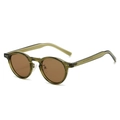 Retro TR90 polarized round sunglasses in transparent olive green with brown lenses - Olive Green Frame Tea Lens