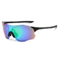 Outdoor sports cycling sunglasses with black frame and colorful reflective lenses - Black Frame Green Mirror