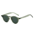 Retro TR90 polarized round sunglasses with translucent dark green frames and grey lenses - Transparent Green Frame Green Lens