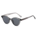 Cat eye sunglasses with translucent grey frames and metallic V-patterned temples - Translucent Grey Frame Grey Lens