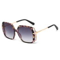 Modern oversized square sunglasses with colorful tortoiseshell frame and gradient lenses - Grey Marble Frame Grey Lenses