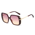 Women's trendy oversized square sunglasses with burgundy frame and gradient lenses - Deep Brown Frame Purple Pink Gradient Lens