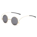 Vintage 1960s hippie round sunglasses with gold metal frames and dark gray lenses - Gold Frame Grey Lens