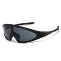 Buitensport zonnebril met mat zwart frame en grote grijze ononderbroken glazen - Zwart Frame Zwart Grijze Glazen