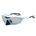Lunettes de soleil de sport polarisées avec monture bleue et branches noires courbées - Cadre Bleu