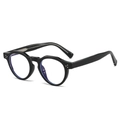 Gafas redondas negras modernas con acabado pulido y lentes de luz azul - Montura Negro Brillante / Lentes Transparentes
