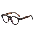Montura de gafas redondas retro de carey con lentes anti-luz azul vista desde un lateral - Montura de Carey Lente Transparente