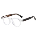 Classic round eyeglasses with clear frames and stylish tortoiseshell patterned temples - Transparent Frame Clear Lens