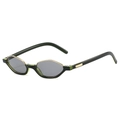 Occhiali da sole cat-eye rétro con montatura nera, dettagli in marmo e finiture dorate - Montatura Verde Lenti Grigio Chiaro