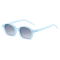 Modische hellblaue ovale PC-Sonnenbrille mit grauen Verlaufsgläsern und Silbernieten - Normal / Standard (Inkl. 13 % MwSt.) Blauer Rahmen / Doppelgraue Gläser