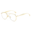Classic gold metal aviator sunglasses with double bridge and clear anti-blue lenses - Regular / Gold Frame White Lens