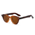 Classic retro round-square sunglasses with tortoiseshell frame and dark brown lenses - Regular / Regular Tea Brown Frame & Brown Lenses