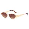 Lunettes de soleil ovales en métal doré avec verres dégradés marron et roses - Monture Dorée Verres Ambrés Dégradés