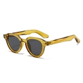 Retro amber round sunglasses with thick frames and black lenses for a vintage style - Regular / Regular (Incl. 13% VAT) Transparent Green Frame Grey Lenses