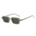 Vintage rectangle sunglasses with thick grey frames and dark green lenses for daily wear - Regular / Grey Frame Green Lens