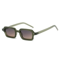 Retro rectangle sunglasses in olive green translucent frames with brown gradient lenses - Regular / Jelly Green Frame Grey Pink Lens