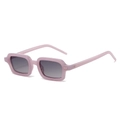 Vintage minimalist square sunglasses with translucent pink frame and grey gradient lenses - Regular / Pink Frame Gradient Grey Lens