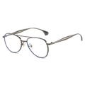 Gunmetal aviator sunglasses with classic double bridge design and anti-blue light lenses - Regular / Gunmetal Frame Clear Lens