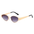 Retro cat-eye metal sunglasses with gold frames, purple gradient lenses and rose patterns - Gold Frame Gradient Gray Lens