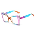 Montatura occhiali cat eye oversize con glitter arcobaleno colorati e resina trasparente - Montatura Viola Blu Marrone Lente Trasparente
