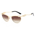 Goldene Metall-Sonnenbrille in Oval-Form mit Strasssteinen und braunem Verlauf - Normal / Standard (inkl. 13% MwSt.) Goldener Rahmen mit braunen Verlaufsgläsern