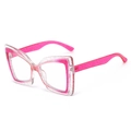 Montatura per occhiali cat eye rosa sfumato con glitter su sfondo bianco - Montatura Rosa Lente Trasparente
