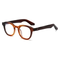 Classic round tea-colored translucent sunglasses with amber frame and rivet details - Regular / Two-tone Tea Frame Clear Lens