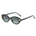 Gafas de sol ojo de gato verdes para niños con elegantes rosas doradas en fondo blanco - Marco Verde Lentes Gris Verde