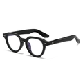 Fashionable black round sunglasses with chic silver rivets and 45-degree side view frame - Regular / Regular (Includes 13% VAT) Glossy Black Frame with Clear Lenses