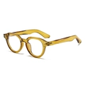 Classic round sunglasses in transparent honey amber finish with metal rivet accents - Regular / Transparent Green Frame with Clear Lenses (Incl. 13% VAT)