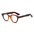 Classic round tortoiseshell sunglasses with vintage rivet accents and PC frame - Regular / Regular Tea Brown Frame & Clear Lenses