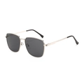 Classic oversized square sunglasses with gold metal frame and dark grey lenses for men - Regular / Standard Silver Frame with Black-Grey Lenses