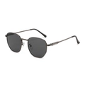 Classic square metal sunglasses with dark lenses and striped temple details - Regular / Regular (incl. 13% VAT) Gunmetal Frame Full Gray Lenses