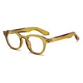 Classic retro round sunglasses in transparent amber brown frame with rivet detail - Regular / Translucent Green Frame Clear Lens