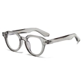 Fashionable round sunglasses with transparent grey frames and chic rivet details - Regular / Regular (Inc. 13% VAT) Transparent Grey Frame White Lenses