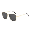 Classic square large frame men's sunglasses with gold metal frame and dark grey lenses - Gold Frame Grey Lens