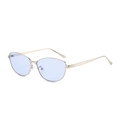 Cat-Eye-Sonnenbrille mit hellem Goldmetallrahmen und hellblauen Gläsern - Silberrahmen Blaue Gläser