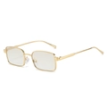 Retro rectangular sunglasses with thin gold metal frame and clear lenses for unisex style - Gold Frame Gradient Mercury Lens