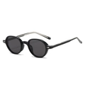 Retro TR90 ovale Sonnenbrille mit schwarzem Rahmen und Metallpfeil-Nieten für Damen und Herren - Schwarzer Rahmen Schwarz Graue Gläser