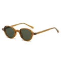 Vintage TR90 Oval-Sonnenbrille mit Schildpatt-Rahmen und dunklen Gläsern für Damen und Herren - Hellteebrauner Rahmen Dunkelgrüne Gläser