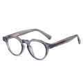 Translucent purple round glasses frame with metallic core temples and stylish rivets - Transparent Grey Frame Clear Lens
