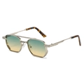 Men's square metal sunglasses with gradient green lenses and double bridge frame - Regular / Regular (Incl. 13% VAT) Silver Frame Green-Yellow Lenses
