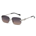 Frameless square sunglasses with silver metal temples and gradient grey lenses - Regular / Silver Frame with Gray Tea Lenses