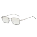 Lunettes de soleil carrées en métal argenté avec design rectangulaire pour hommes et femmes - Monture Argentée Verre Dégradé Argent