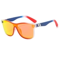 Oversized sports sunglasses with gradient lenses and US flag pattern on the temples - Regular / Standard (Incl. 13% Tax) C5 Frosted Translucent Red Frame Red Mirror Lens