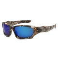 Men's tactical camouflage sports sunglasses with blue mirrored lenses for outdoor fishing - Camouflage Frame Blue Lens