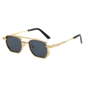 Occhiali da sole retrò con montatura in oro e lenti grigio scuro per uno stile vintage - Montatura Oro Lenti Grigie