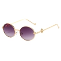 Retro oval sunglasses with golden snake-embossed metal frame and purple gradient lenses - Gold Frame Gradient Gray Lens