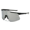 Lunettes de soleil de cyclisme avec verres miroir argentés et monture noire légère - Standard / Monture noire standard verres miroir argent